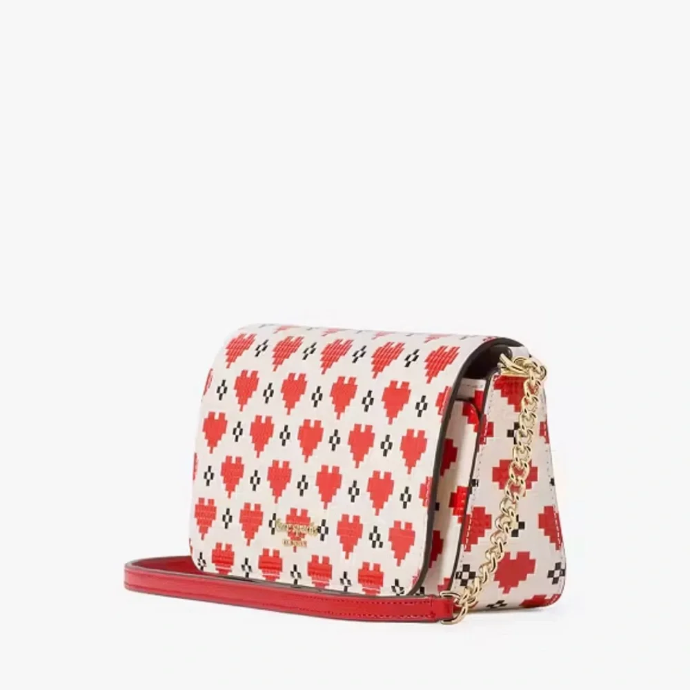 Kate Spade Pixel Hearts Devin Crossbody Flap Chain Wallet Bag NWOT - Picture 9 of 12
